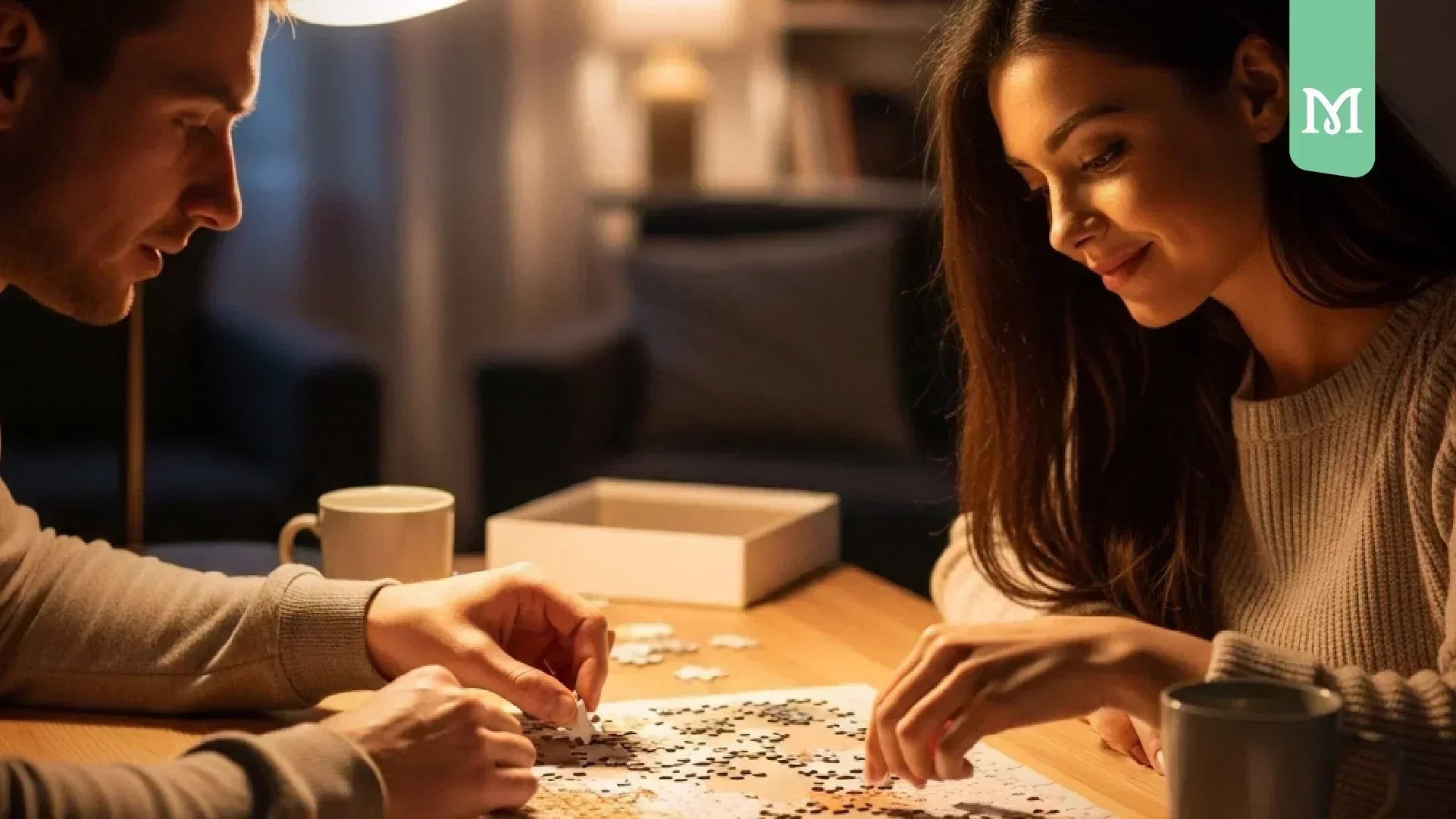 couple making a puzzle together