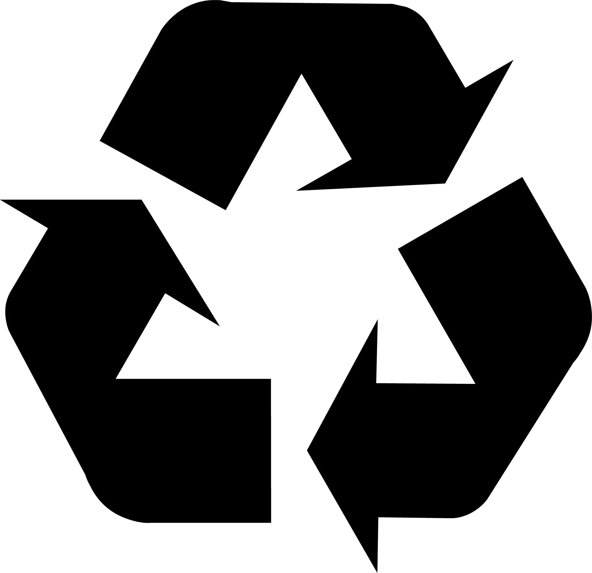 Recycling symbol with three interlocking arrows on a white background